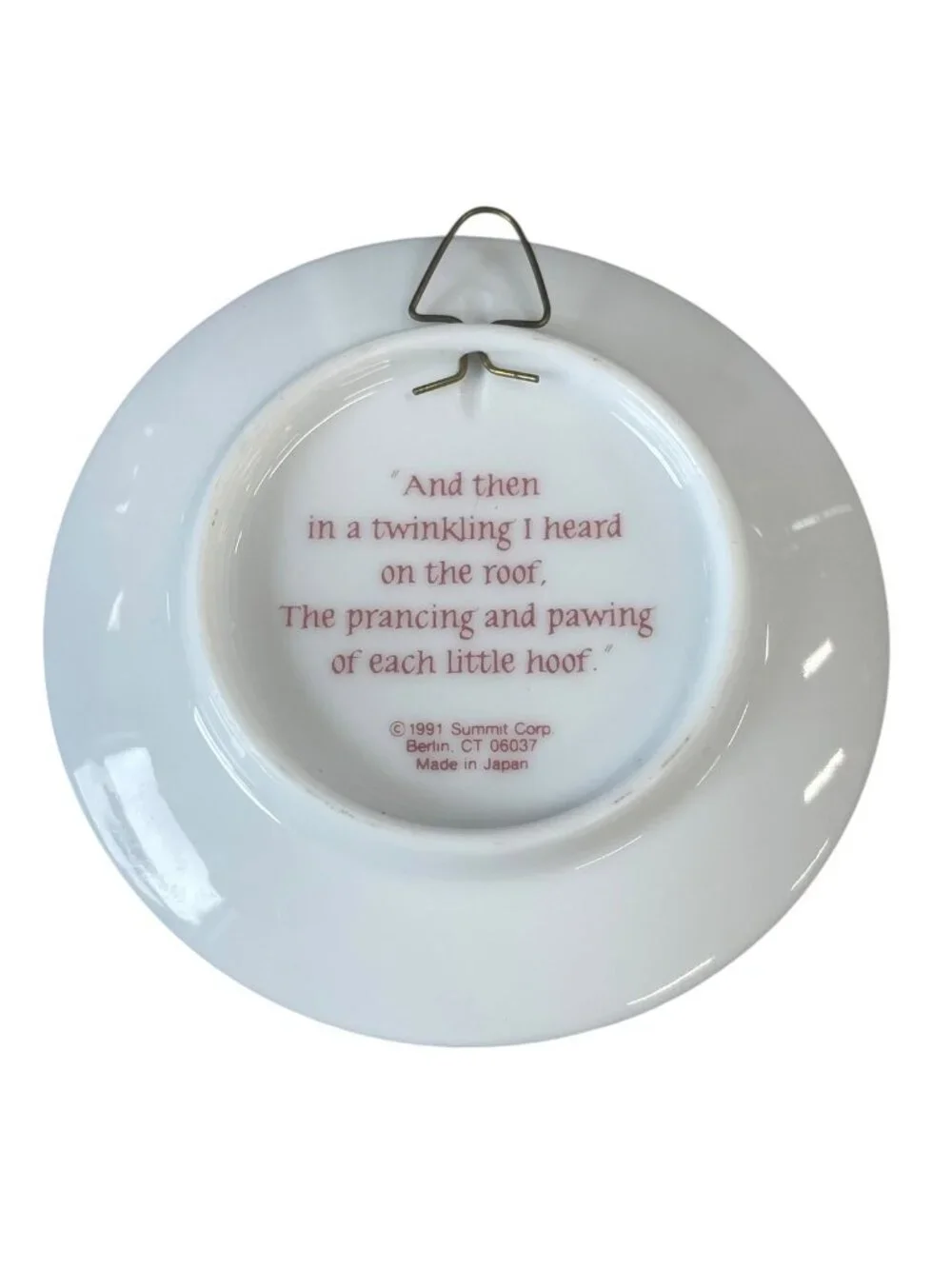 Summit Corp The Night Before Christmas Collector Plate 1991 Santa Reindeer Japan
